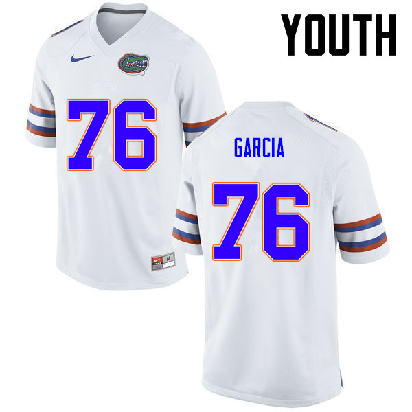 Youth Florida Gators #76 Max Garcia College Football Jerseys-White - Click Image to Close
